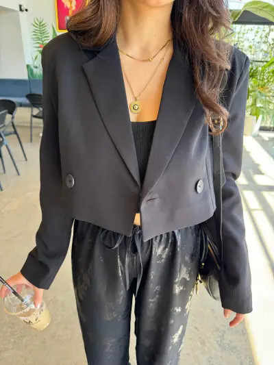 CROP BLAZER CEKET SİYAH RENK