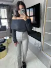 PENSLİ ZARA MODEL KUMAŞ PANTALON GRİ RENK